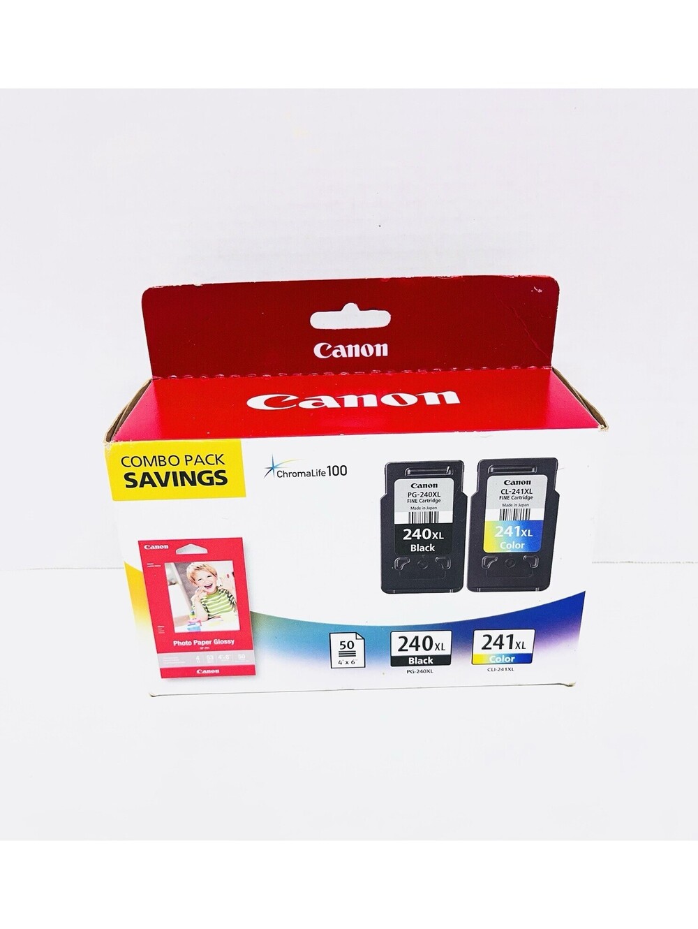 Genuine Canon Ink PG-240XL Black CLI-241XL Color Combo 50 4x6 Paper New Sealed